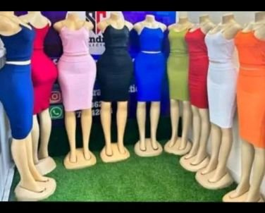 Two piece outfit of crop tops and pencil skirt