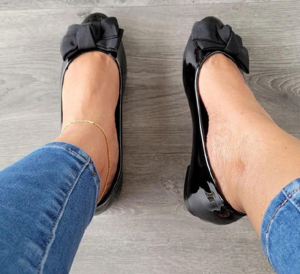 black patent leather ballet flats
